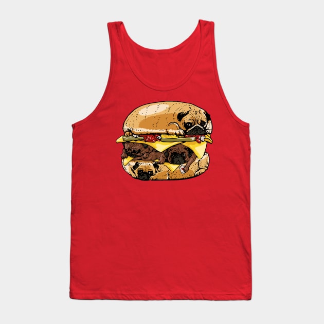 Pugs Burger Tank Top by huebucket